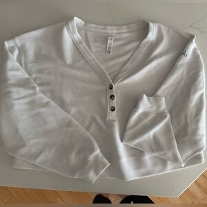 ALO Yoga White Waffle Knit Crop Too